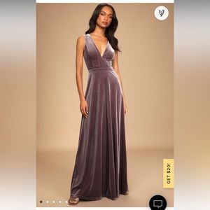 EUC Beautiful Night Dusty Purple Velvet Sleeveless Maxi Dress